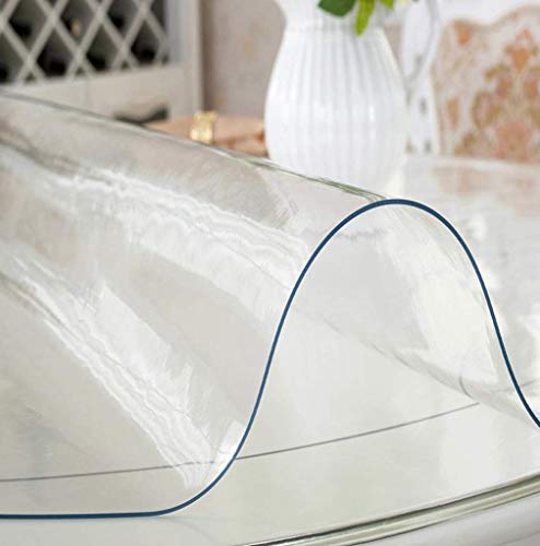 Mantel transparente redondo, PVC, plástico blando, impermeable, resistente a las manchas, protector de mesa, adecuado para mesa de comedor, escritorio, grosor: 2 mm, diámetro: 120 cm (47 pulgadas)