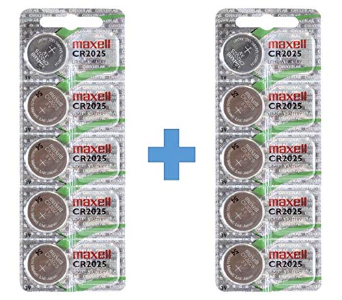 Maxell CR2025 - Pilas de botón (Litio, 3 V, 2 Paquetes de 5 Unidades)