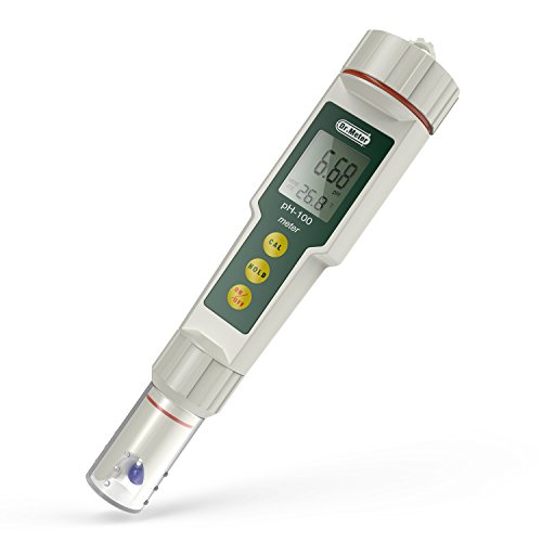 Medidor pH, Dr.meter Medidor de pH de bolsillo de alta precisión con resolución 0.01 con ATC, rango de medición de