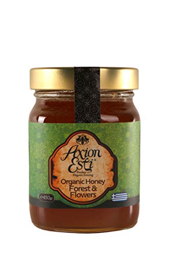Miel Cruda Orgánica de Grecia | Miel de Flores Silvestres y Bosque Griego por Axion Esti (450 g)