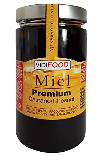 Miel de Castaño Premium - 1kg - Producida en España - Tradicional & 100% pura - Aroma Amaderado Intenso, Sabor Rico y Dulce