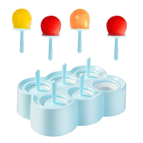 Moldes para helados, uso de 6 pequeños helados redondos, moldes para helados para niños y adultos, moldes para helados, moldes para paletas, mini moldes para paletas de silicona.