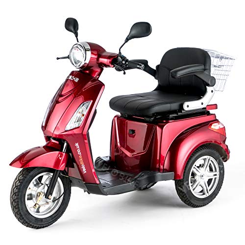 Moto eléctrica para personas mayores, con 3 ruedas, 25 km/h, color rojo