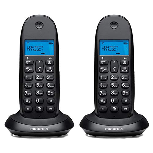 MOTOROLA Telefono fijo inalambrico digital DECT C1002LBEF+ Pack Duo - Color Negro - 2 unidades
