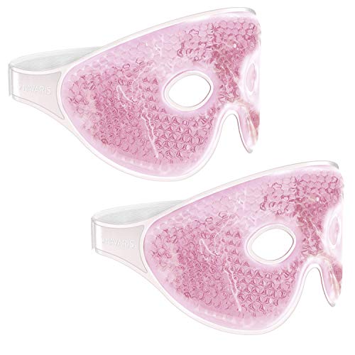 Navaris 2x Antifaz de gel para los ojos - 2x Máscara reutilizable de calor y frío - Compresa para reducir ojeras bolsas dolor de cabeza ocular rosa