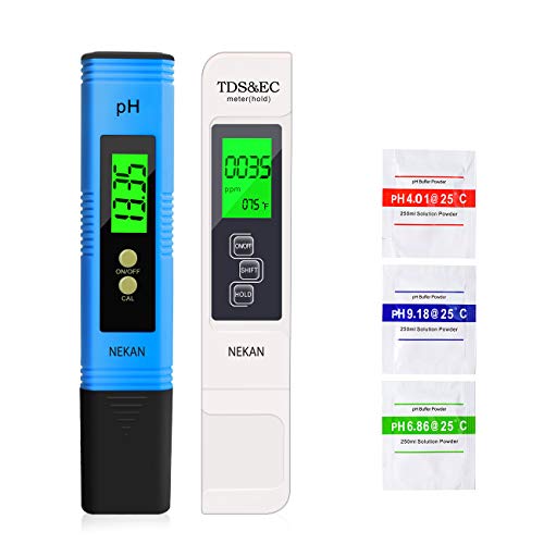 NEKAN Medidor pH, Medidor de Prueba de Calidad del Agua TDS pH EC Temperatura, LCD Retroiluminada para Piscina, Agua Potable, pecera