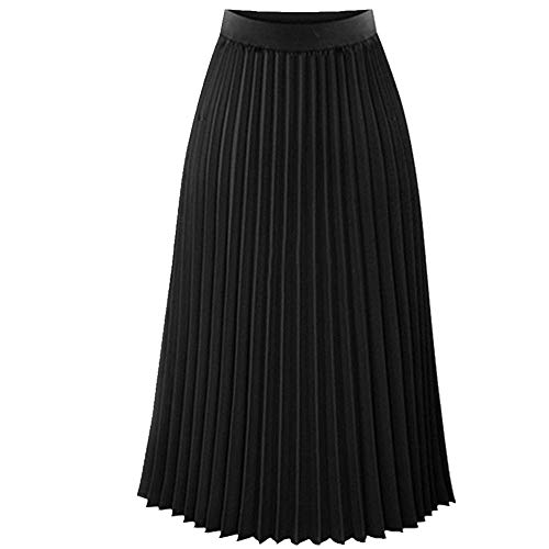 N\P WoWomen's Faldas largas de metal plateado para mujer, falda plisada de cintura alta