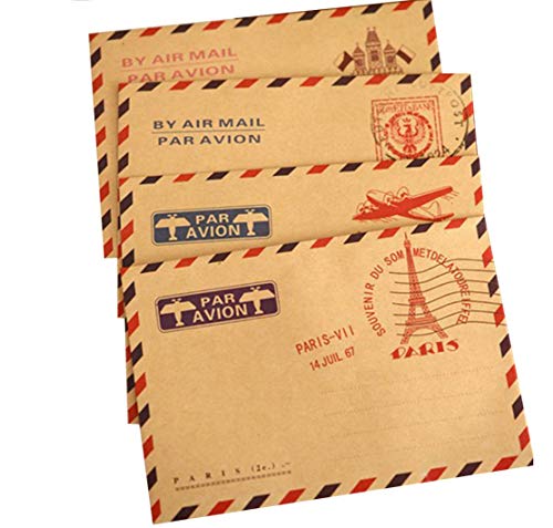 NUOLUX Tarjeta de felicitación de 10pcs Vintage Kraft Sobres tarjeta de invitación Tarjeta de felicitación sobre (patrón aleatorio)