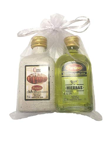 Pack de miniaturas de licor panizo en bolsa de organza (Crema de Orujo + Hierbas)