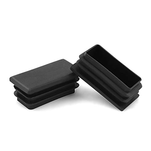 QWORK - Tapones rectangulares de plástico para tuberías, patas de silla, 10 unidades, 25 x 50 mm, color negro