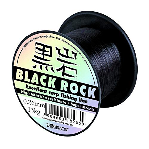 Robinson Black Rock - Sedal para pesca de carpa, monofilamento, bobina de 600 m, 0,26 mm/13 kg