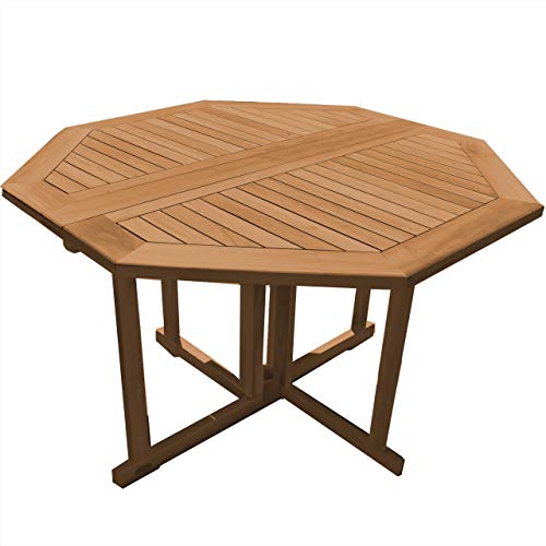 Savona - Mesa plegable octogonal (madera de teca, 75 cm de altura, 80 x 80 cm)