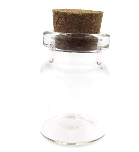 SiAura Material ® – 10 unidades Mini – Botellas de cristal con tapón de corcho, forma cilíndrica, 2,2 cm x 3 cm