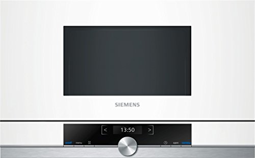 Siemens BF634RGW1 iQ700 - Microondas integrable / encastre sin marco sin grill, 21 L, 900 W, color blanco con acero inoxidable