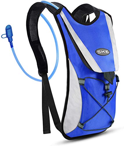 SKL Mochila de hidratación con 2l Mochila de hidratación Vejiga del Agua Mochila de Senderismo Mochila de Ciclismo para Escalada Camping Correr (Azul)