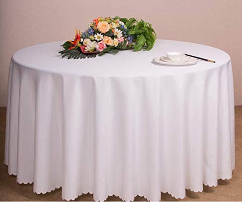 Soclear – Mantel de mesa redondo de ceremonia, boda, banquete, 240 cm, color blanco