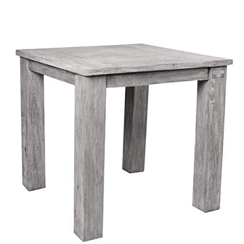 STRANDGUT07 - Mesa de jardín de madera de teca, aproximadamente 75 x 75 x 75 cm, gris lavado