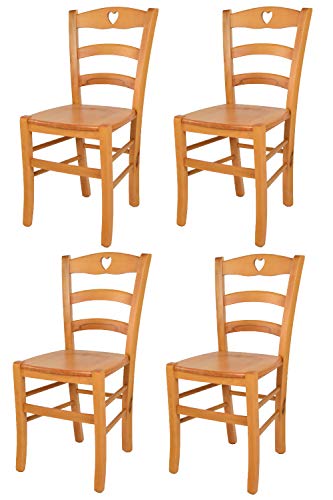 t m c s Tommychairs - Set 4 sillas Cuore para Cocina y Comedor, Estructura en Madera de Haya Color Miel y Asiento en Madera