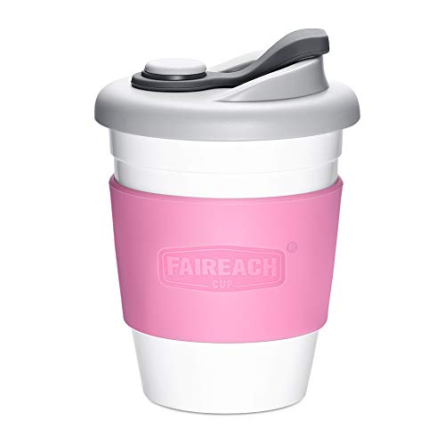 Taza de Café para llevar con Tapa, Mug Café Reutilizable con Manga Antideslizante, Coffee To Go Ecológica de Viaje con sin BPA, Vasos de Café apto para Lavavajillas y Microondas, 340ml (12 oz)