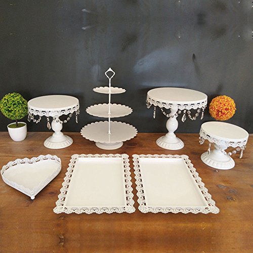 TFCFL Soporte para tartas y cupcakes, 9 unidades, soporte para tartas de boda, soporte para postres, de hierro forjado, cristal, decoración de mesa