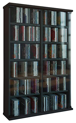 VCM Zuntisa Estante Mural para colección de CDs y DVDs, Madera, Negro, 91,5x60x18 cm