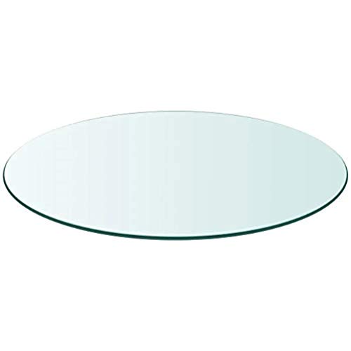 Wakects Cristal Redondo Tablero de Mesa Templado, 8 mm de Grosor, Transparente Tablero para mesas de Comedor Centro jardín (900mm)