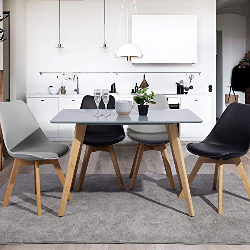 Yata Home - Mesa de comedor rectangular para 4 a 6 personas, mesa de comedor escandinava, minimalista, patas de madera y haya, 110 x 70 x 72 cm, para el dormitorio, oficina, casa (gris)