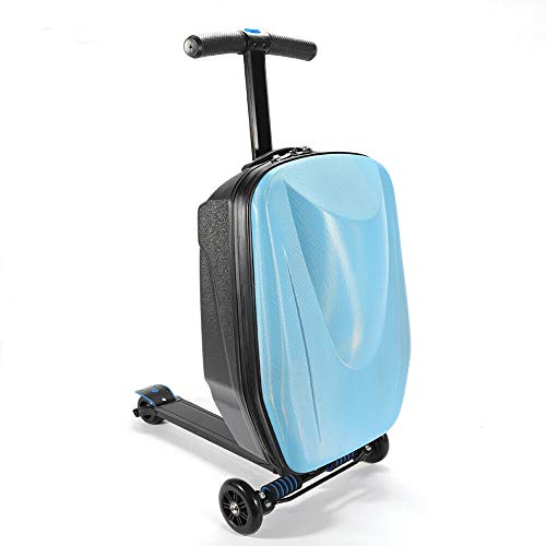 YIYIBY Micro Luggage con Kickboard Integrado 20 Aduanas Trolley, Maleta de Maletas de Patinete Trolley Handgepäck Rollkoffer Roller Azul Azul 20-35L