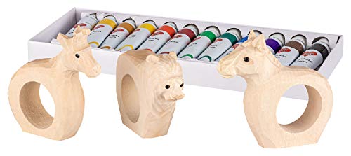 Your castle - Juego de 3 servilleteros para pintar con nombres, diseño de animales de África, cebra, jirafa tallada a mano, incluye 12 colores acrílicos, 9 x 7 x 2 cm