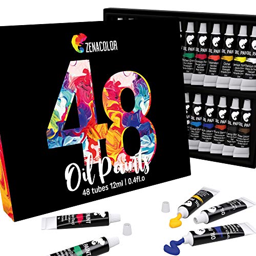 48 Tubos de Pinturas al Oleo Zenacolor - Set de 48 x 12 mL - Pintura para Profesionales - Caja de 48 Colores Diferentes - Ideal para Adultos