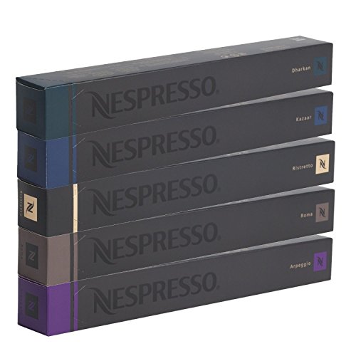 50 Nespresso Capsulas Intenso PAck mezclado variedad de 10x Ristretto, 10x Arpeggio, 10x Kazaar, 10x Dharkan, 10x Roma