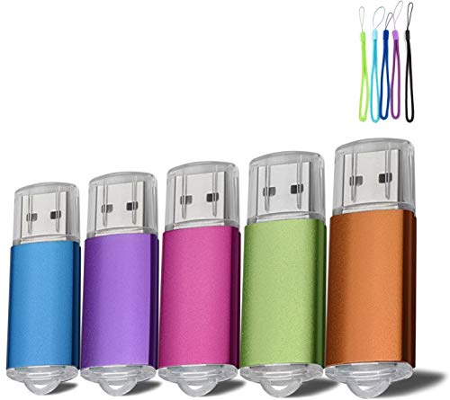 5pcs 32 G Pen Drive de disco de memoria USB Flash Drive USB 2.0 Memory Stick Azul/Morado/Rosa/Verde/Naranja (32.0 GB)