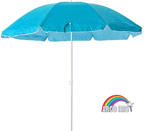 Arcoiris Sombrilla Playa Parasol de Aluminio Protección Solar UPF+50 (200cm, Azul Clara)