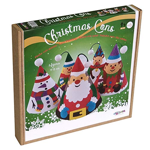Arenart | Pack 5 Conos Árbol de Navidad | para Pintar con Arenas de Colores | Manualidades Infantiles | Decoración Navideña en Familia | +6 años