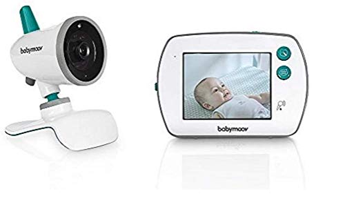 Babymoov YOO Feel Vigilabebé con Cámara - Pantalla LCD Táctil de 3.5" - Visión Nocturna - Lamparita y Nanas - Alcance 250 m - Seguridad Bebe