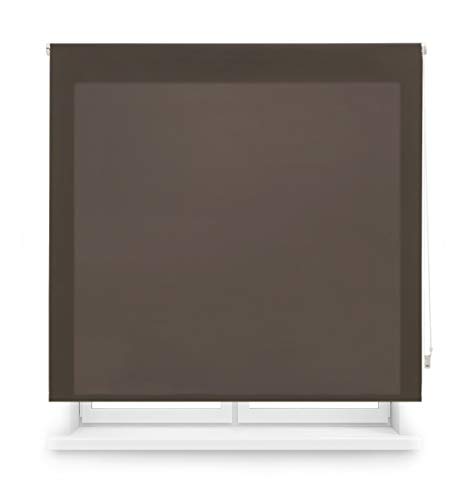 Blindecor Ara - Estor enrollable translúcido liso, Marrón Oscuro, 100 x 175 cm (ancho x alto)