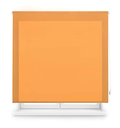 Blindecor Ara - Estor enrollable translúcido liso, Naranja, 100 x 175 cm (ancho x alto)