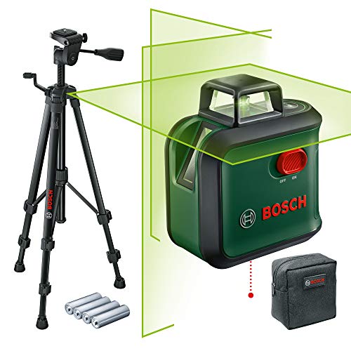 Bosch Home and Garden AdvancedLevel 360 Nivel láser (trípode, alcance: hasta 24 m, con autonivelación: hasta ± 4°, color verde, 4x pilas AA, en caja)