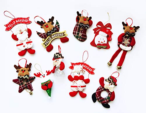 Carnavalife Adornos decoración Colgante muñecos para árbol de Navidad 10 Unidades Diferentes al Azar