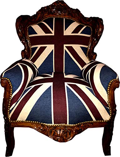 Casa Padrino sillón Barroco 'King' Union Jack/marrón - Muebles de Estilo Antiguo Bandera Inglesa