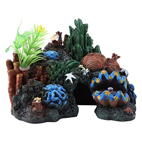 Colorido arrecife artificial de mar de coral adorno de resina cueva decoración acuática miniaturas paisaje para acuarios de pecera
