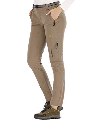 DAFENP Pantalones Trekking Mujer Impermeable Pantalones de Escalada Aire Libre Alpinismo Ligero Secado Rápido Transpirable Senderismo KZ9919W-LightKhaki-XS