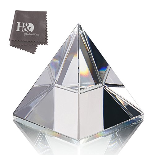 Desconocido H & D 4.3 "H gran pirámide de cristal transparente con caja de regalo para la prosperidad
