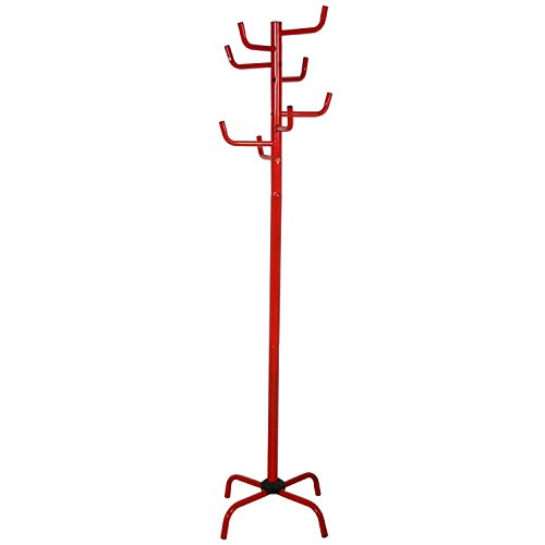 DONREGALOWEB Perchero de pie de Metal en Color Rojo de 8 Brazos a Diferentes Alturas, 180x52x52cm