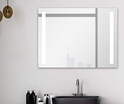 Espejo de baño LED Talos Light con iluminación blanca cálida - cortes de luz a izquierda y derecha - 80x60 cm