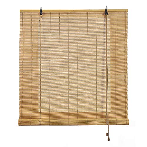 Estor de bambú, Estor Enrollable de bambú Natural, persiana de bambú para Interior. (120 cm x 175 cm, Marrón Claro)