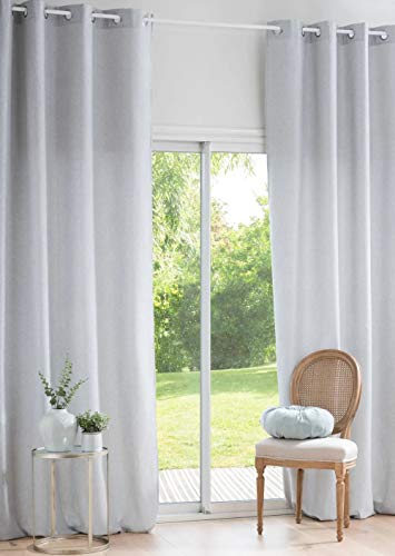 eurostile Cortina Iris gris claro transparente con ojales de aluminio tejido suave para dormitorio y salón 140 x 280 cm n 1 panel