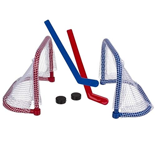 Eurrowebb - Juego de hockey en miniatura para mesa de 2 jaulas, 2 palets y 2 palos