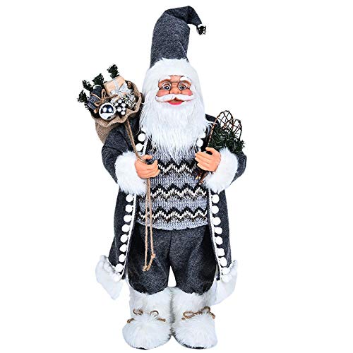Figura de Papá Noel de pie, 12 pulgadas, color gris