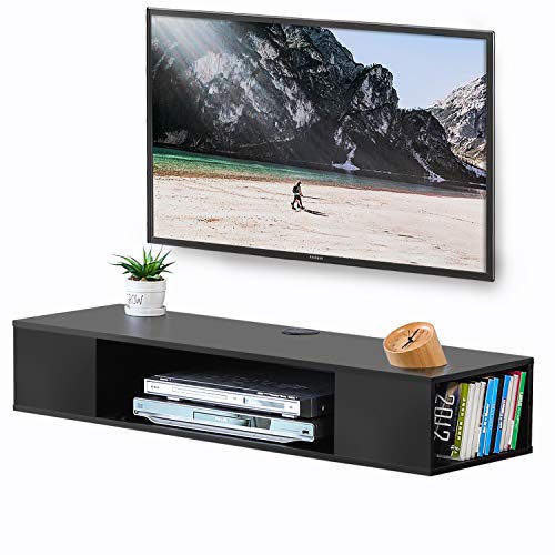FITUEYES Mueble TV Colgante Madera Gabinete Flotante Estante en la Pared Color Negro Mate DS210003WB